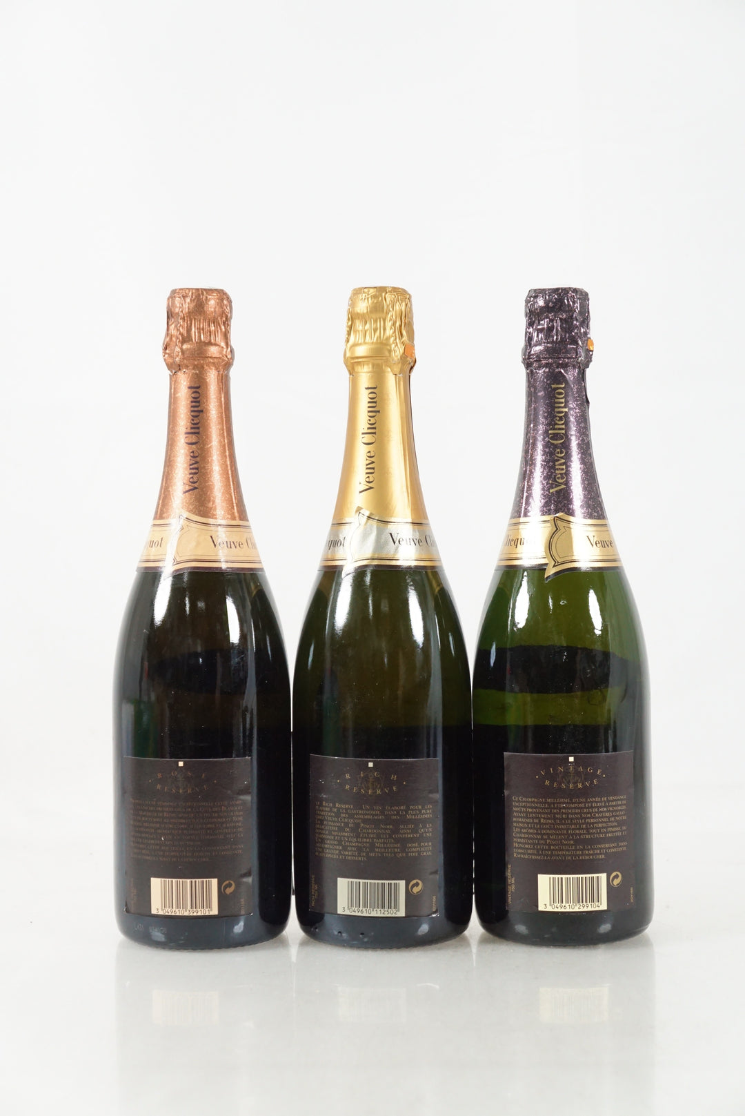 Veuve Clicquot Ponsardin Assortment (1 x Reserve 1988, 1 x Reserve 1990, 1 x Rose 1985) NV