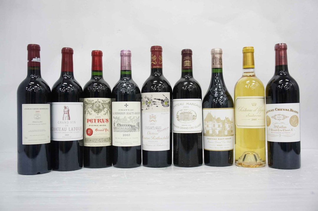 Duclot Bordeaux Collection (Petrus, Lafite, Latour, Margaux, Mouton, Haut Brion, Cheval Blanc, La Mission Haut Brion, Yquem) 2005